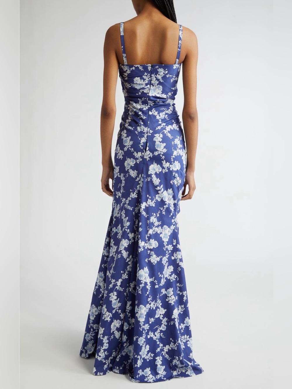 NWT Authentic Carolina Herrera Floral Print Ruched Faille Gown Size 12 - Picture 5 of 12